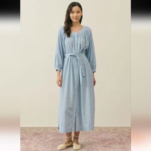 Blue Cotton Parasol Stripes Cilona Women Dress 38
